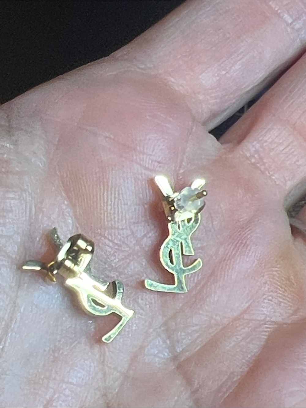 Gold Stainless Steel Logo Stud Earrings - Women's Fashion - Picture 11 of 11